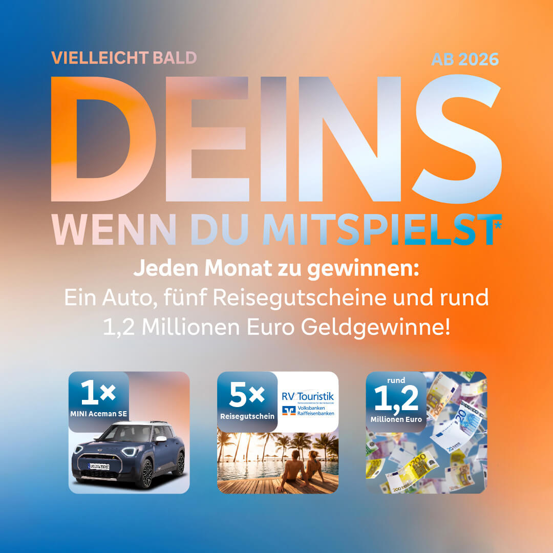 Jeden Monat zu gewinnen: Ein Auto, fünf Reisegutscheine und rund 1,2 Millionen Euro Geldgewinne!