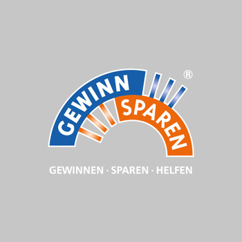 Gewinnspar-Logo mit Claim weiße Outline